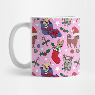 Christmas Chis! Christmas chihuahuas print in pink Mug